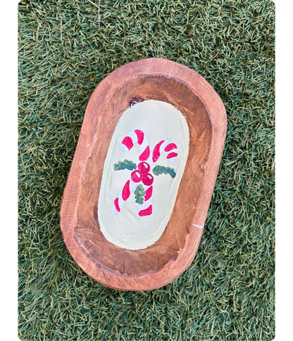 Candy Cane Holly Mini Dough Bowl