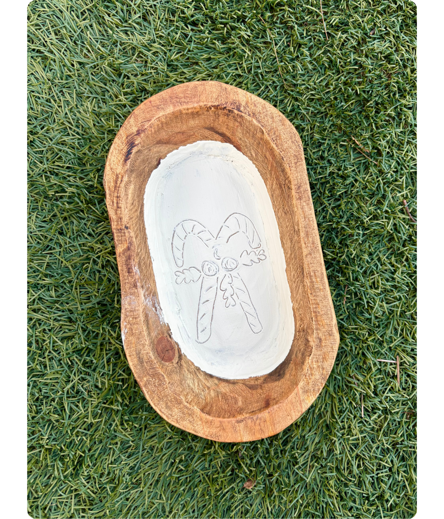 Candy Cane Holly Mini Dough Bowl