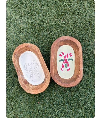 Candy Cane Holly Mini Dough Bowl