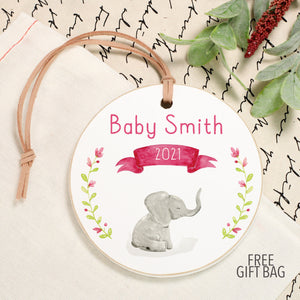 Birth Announcement Ornament | Elephant